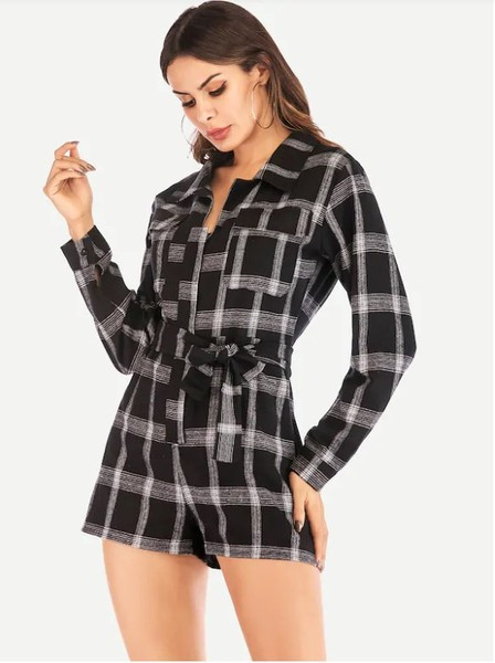 Γυναικεία ολόσωμη φόρμα σε σκούρο χρώμα με μακρία μανίκια