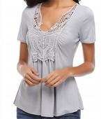 Bluza de dama cu dantela si maneci scurte in mai multe culori