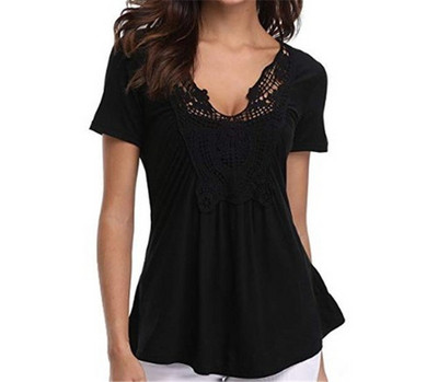 Bluza de dama cu dantela si maneci scurte in mai multe culori