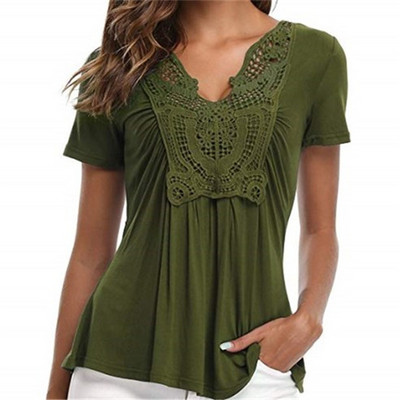 Bluza de dama cu dantela si maneci scurte in mai multe culori