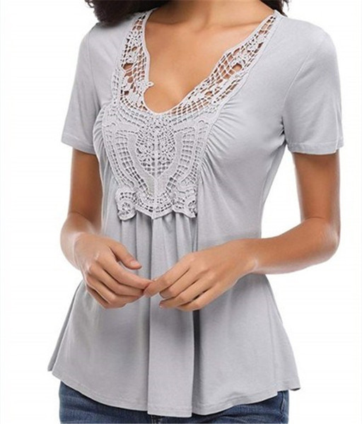 Bluza de dama cu dantela si maneci scurte in mai multe culori