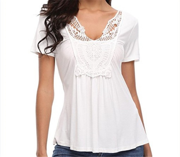 Bluza de dama cu dantela si maneci scurte in mai multe culori