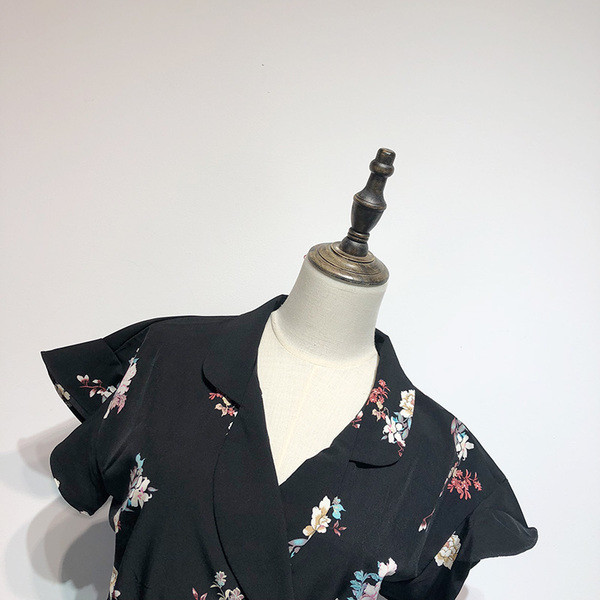 Casual Γυναικεία ολόσωμη φόρμα με κλασικό κολάρο και λωτού μανίκι