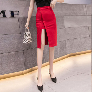 Fusta eleganta de dama in negru si rosu