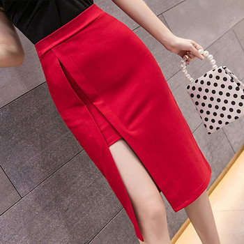 Fusta eleganta de dama in negru si rosu