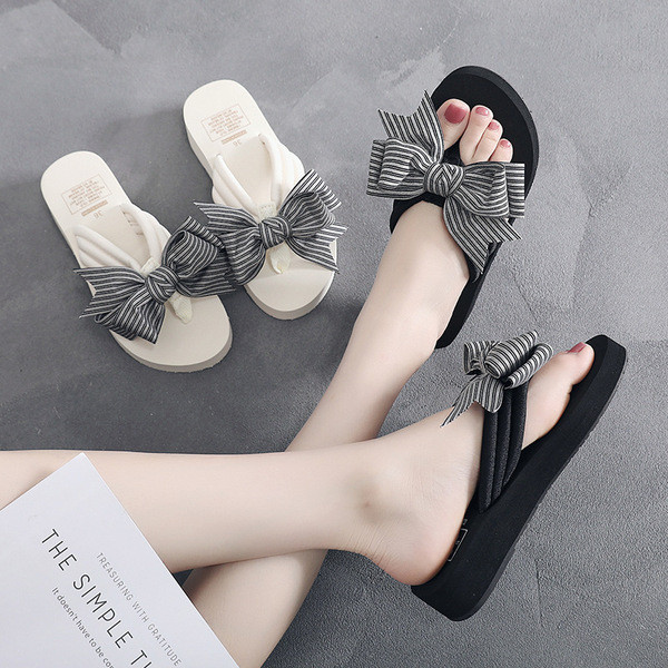 Papuci de dama cu pamant cu panglica in dungi in mai multe culori