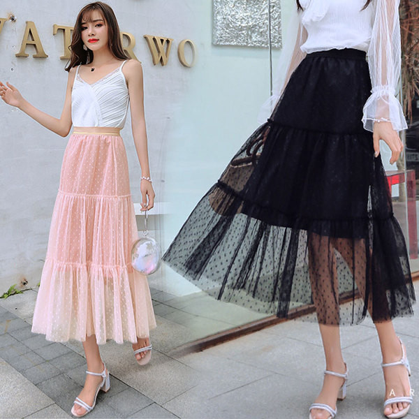 Fusta de dama moderna in negru si roz