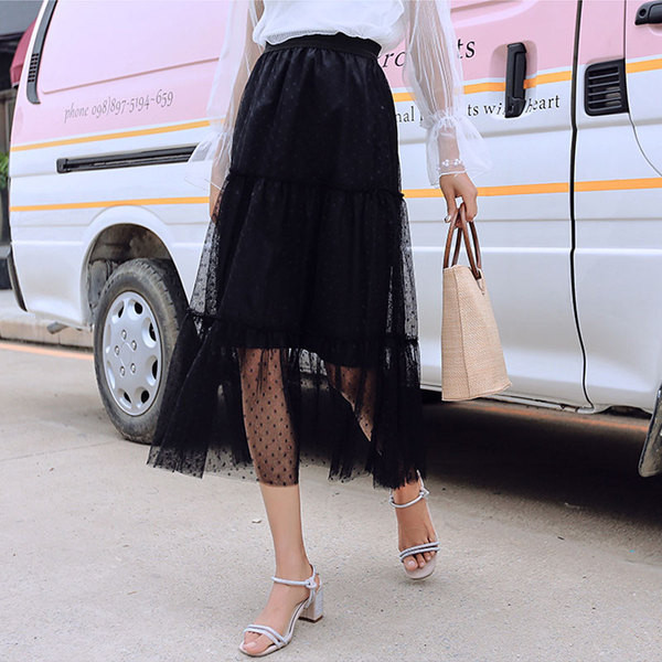 Fusta de dama moderna in negru si roz