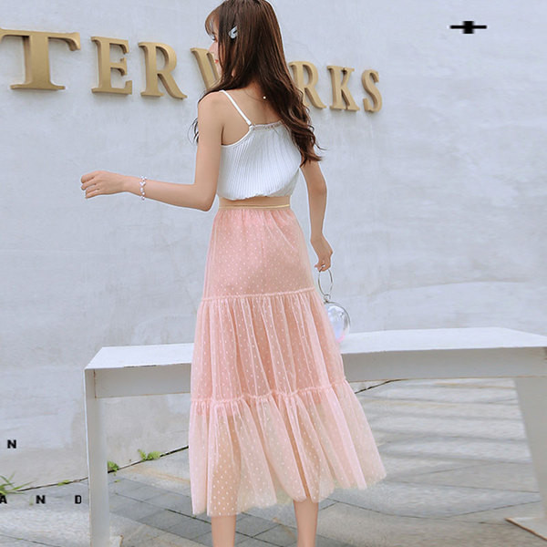 Fusta de dama moderna in negru si roz