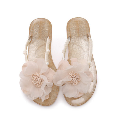 Papuci de damă cu element de flori 3D în trei culori