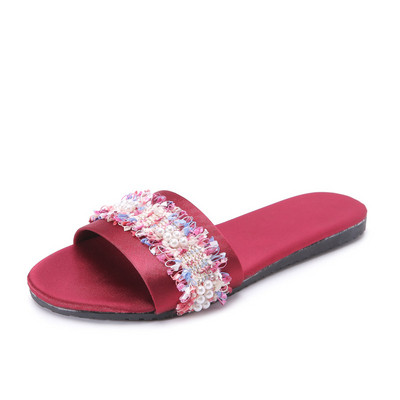 Papuci dama cu element de perle in mai multe culori