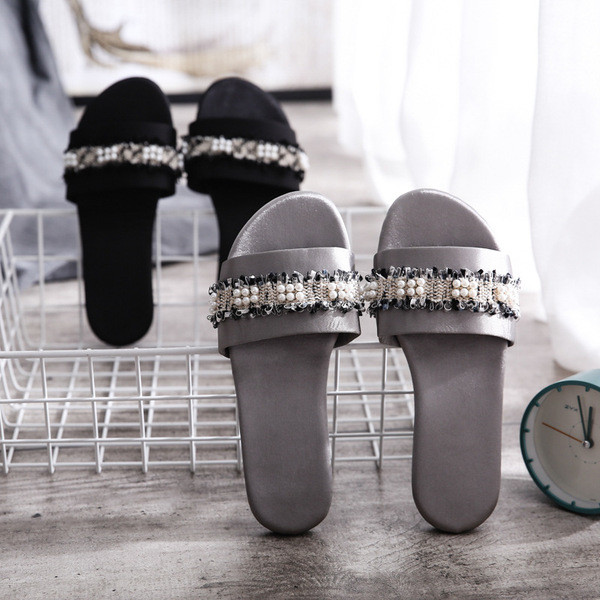 Papuci dama cu element de perle in mai multe culori