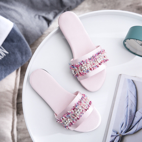 Papuci dama cu element de perle in mai multe culori