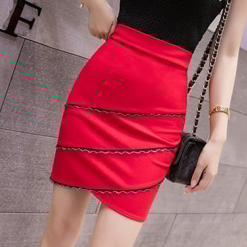 Fusta eleganta de dama in negru si rosu