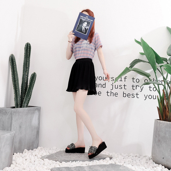 Papuci de dama moderni cu platforma cu paiete