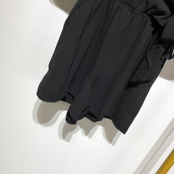 Salopeta de dama neagra cu elastic si legaturi in talie