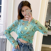 Bluză casual de damă în verde și alb