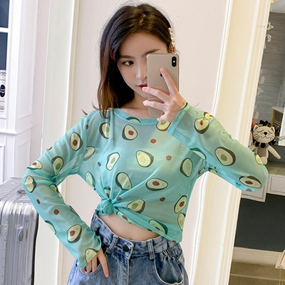 Bluză casual de damă în verde și alb