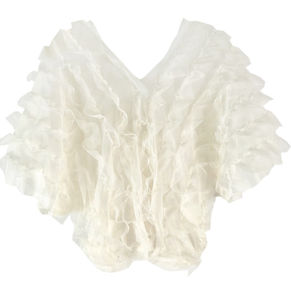 Bluză de damă actuală cu decolteu în V în culoarea albă