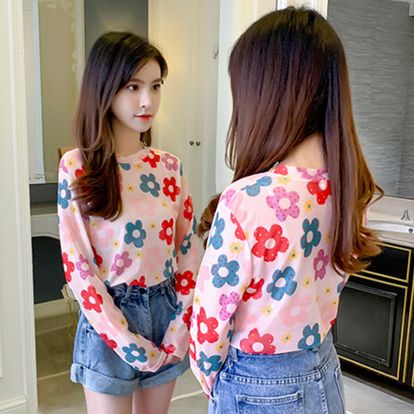 Bluza de dama moderna in doua culori cu motive florale