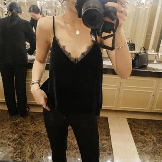 Maieu modern de damă, din catifea, cu dantelă și mărimi până la 5XL