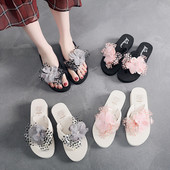 Papuci cu platforma cu flori in diferite culori