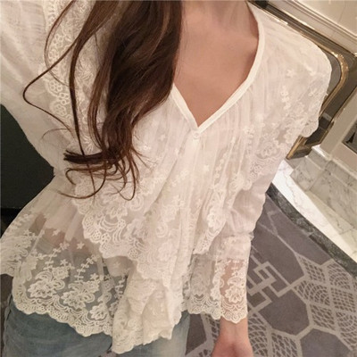 Bluza de dama actuala din dantela alb