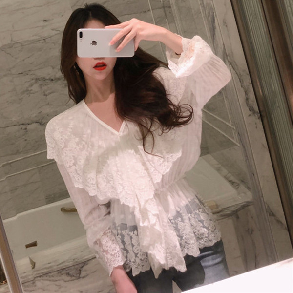 Bluza de dama actuala din dantela alb