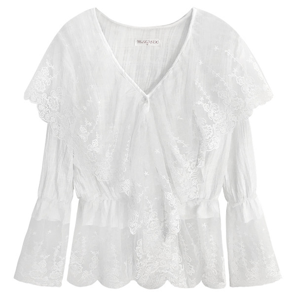 Bluza de dama actuala din dantela alb