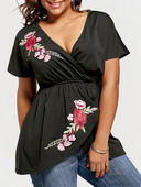 Bluza de dama cu broderie in culoarea neagra de la XL la 5XL