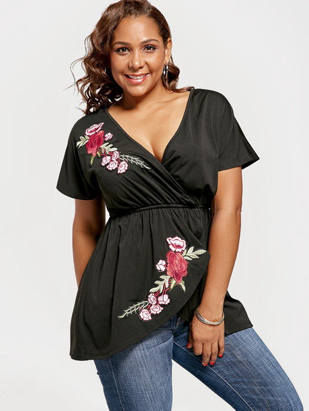 Bluza de dama cu broderie in culoarea neagra de la XL la 5XL