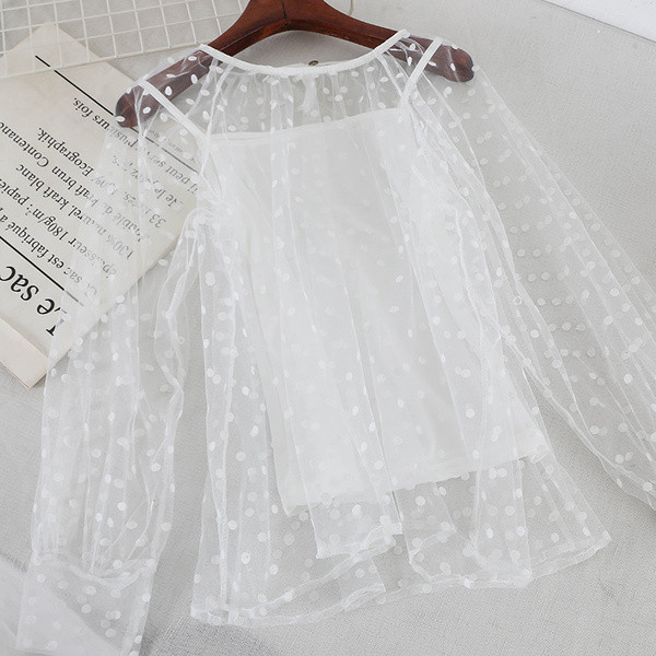 Bluză de damă elegantă cu puncte în trei culori