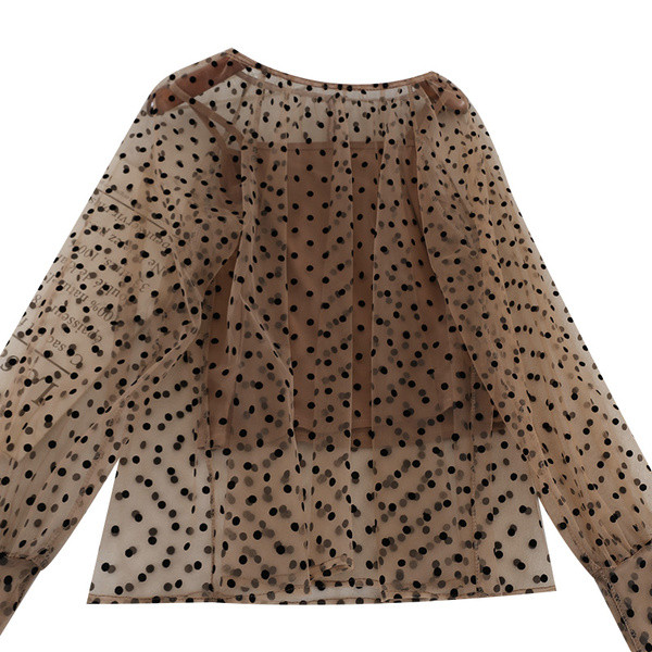 Bluză de damă elegantă cu puncte în trei culori