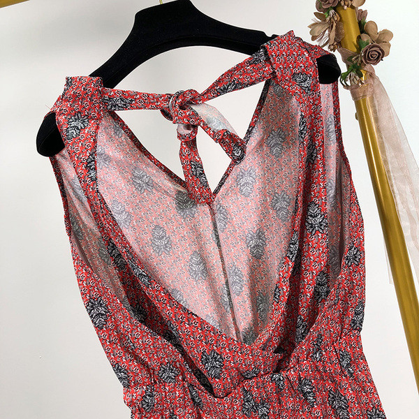 Salopeta casual fara maneci si cravate in talie