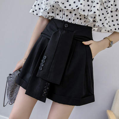 Pantaloni moderni de dama in negru si gri cu nasturi