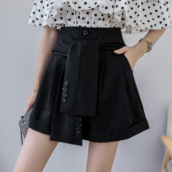 Pantaloni moderni de dama in negru si gri cu nasturi