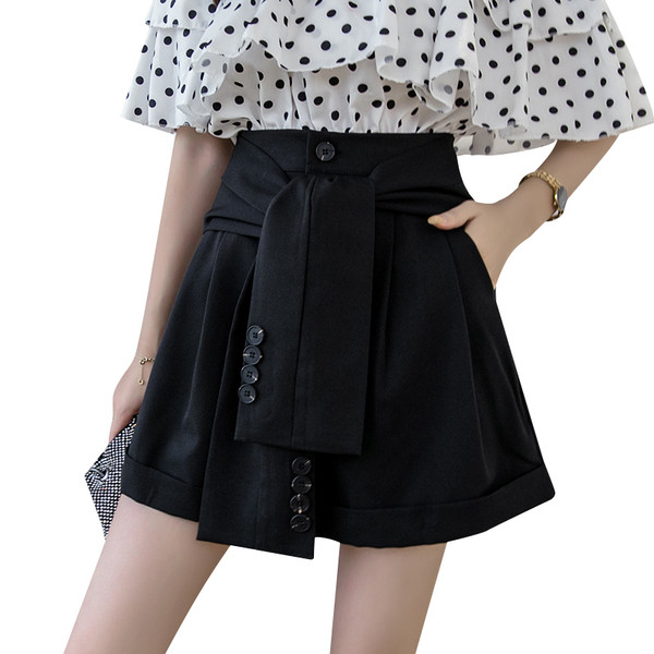 Pantaloni moderni de dama in negru si gri cu nasturi