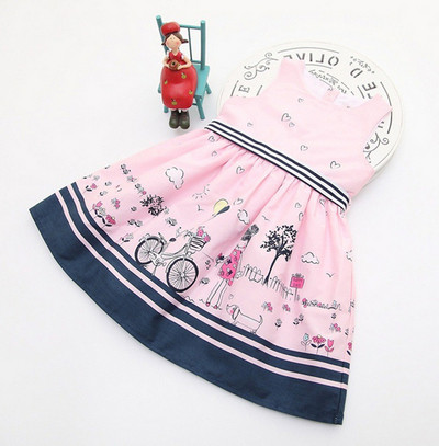 Модерна разкроена детска рокля за момичета в розов цвят