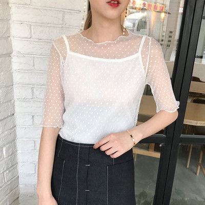 Bluza de dama eleganta in doua culori cu puncte