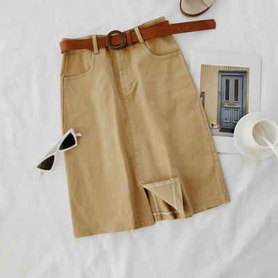 Fusta de dama din denim cu curea in mai multe culori