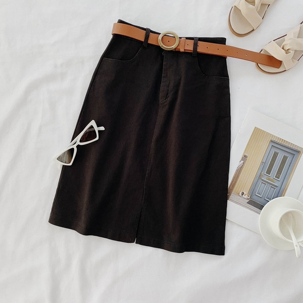 Fusta de dama din denim cu curea in mai multe culori