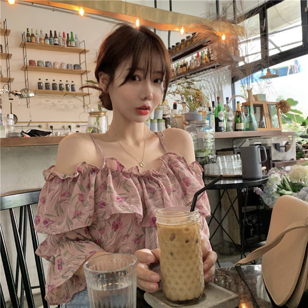 Bluză de damă modernă cu model floral în două culori