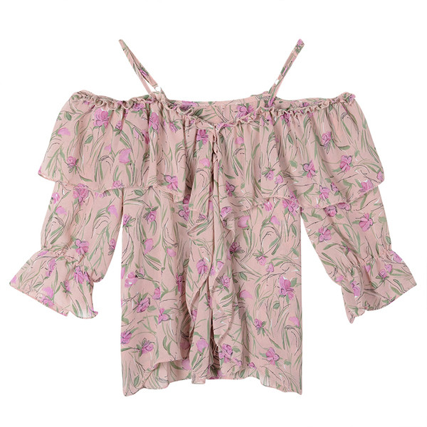 Bluză de damă modernă cu model floral în două culori