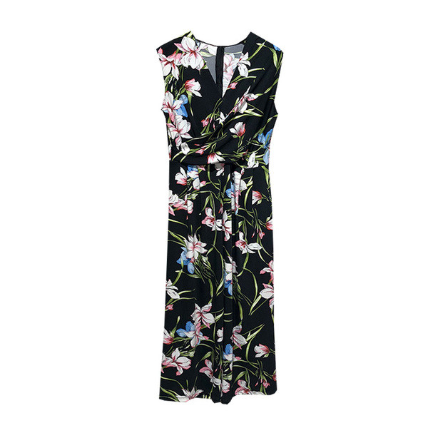 Salopetă cu decolteu în V, fără mâneci cu dreapta