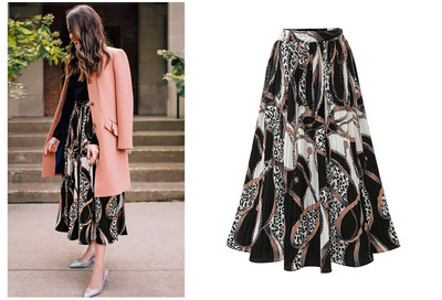 Fusta pliată de damă elegantă în două culori