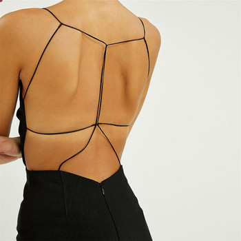 Rochie de dama model nou cu spatele gol si bretele in negru