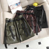 Fusta de dama modern model nou din piele ecologica cu buzunare in mai multe culori