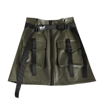 Fusta de dama modern model nou din piele ecologica cu buzunare in mai multe culori