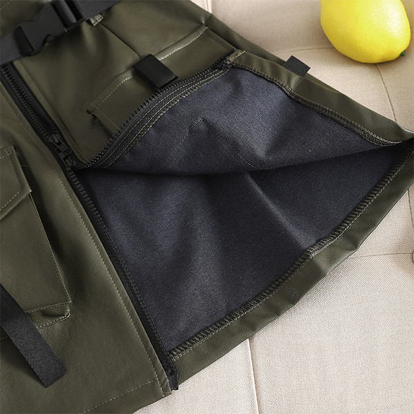 Fusta de dama modern model nou din piele ecologica cu buzunare in mai multe culori