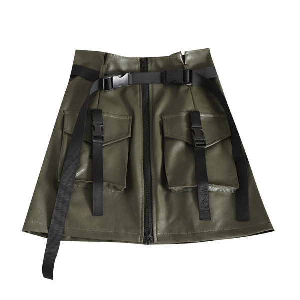 Fusta de dama modern model nou din piele ecologica cu buzunare in mai multe culori